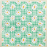serviettes papier imprimées carreaux fleurs motif vert clair blanc jaune rustique 20 pièces