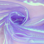 tissu organza brillant moderne élégant bleu rose violet vert blanc translucide effet irisé