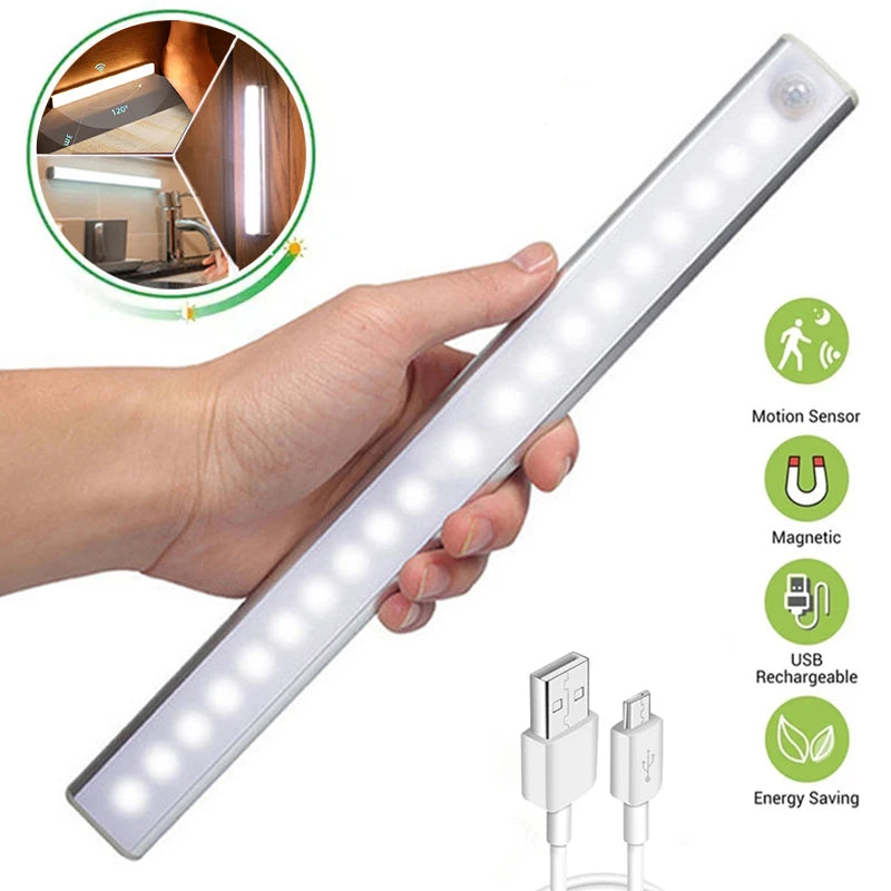lampe led veilleuse sans fil détecteur mouvement aimantée blanc flux lumineux moderne urgence chambre