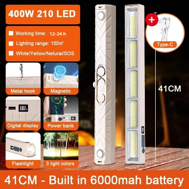 lampe travail led rechargeable aimant noir moderne multifonctionnelle 400w ip66 étanche usb