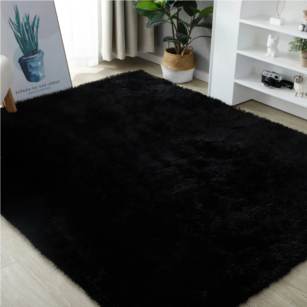tapis polyester blanc jaune noir rouge moderne salon doux uni