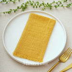 lot 10 serviettes table coton jaune texture rugueuse moderne maison