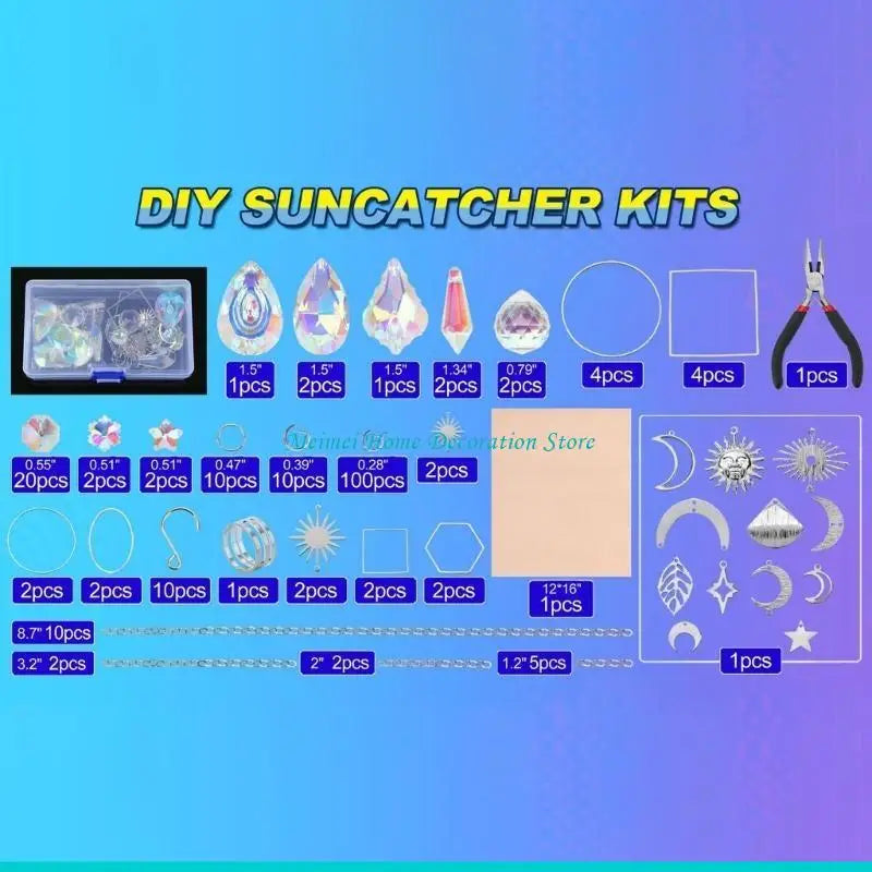kits diy cristaux irisés suncatchers bijoux bohèmes dorées étoiles lunes