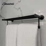 porte serviettes mural acier inoxydable noir mat lisse moderne salle bain double rangée