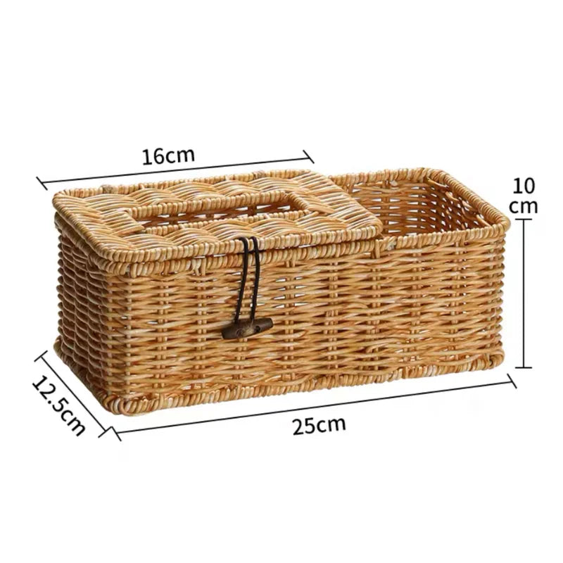 panier serviettes tressé boîte mouchoirs rangement serviettes rustique marron clair amovible hand woven paper