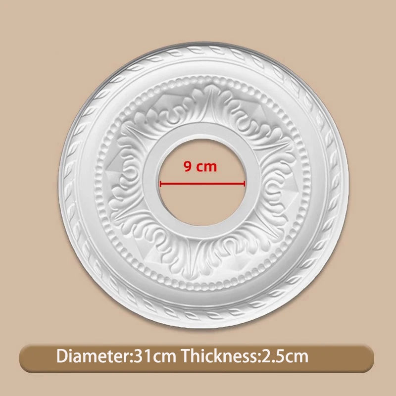 décoratif blanc ornements floraux classique 50cm diamètre 2.8cm épaisseur