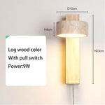 lampe murale moderne scandinave bois naturel texture bois finition bétonnée interrupteur chaîne LED 9W