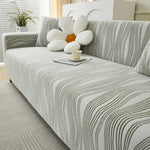 housse canapé moderne polyestère rayures horizontales beige gris clair lavable machine 90 300cm