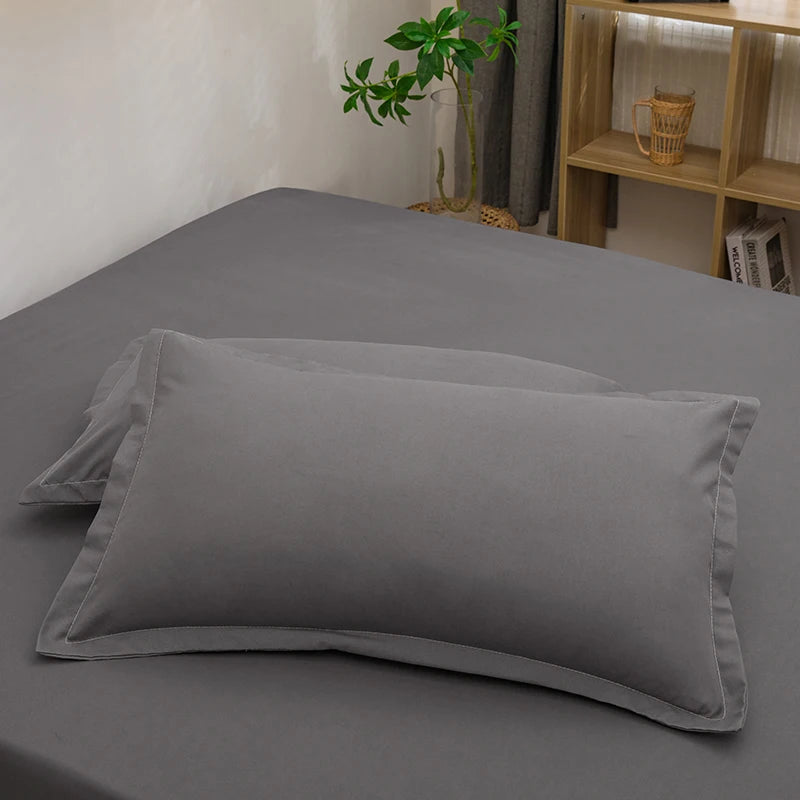 taies d'oreiller simples coton polyester 48x74cm gris roseclair unis opaques lit maison