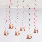 décoration anniversaire guirlande spirale rose doré moderne fête 21 30 40 50 années