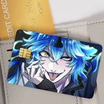 stickers carte crédit vinyle épais motif géométrique moderne bleu foncé imperméable réutilisable