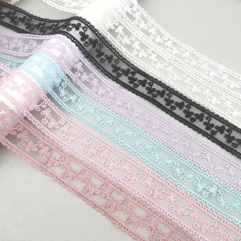 ruban dentelle fleurs simple noir blanc rose bleu violet classique clips cheveux polyester translucideDecorationFestive