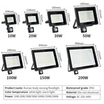 projecteur led sol noir moderne capteur mouvement ip66 10w 20w 30w 50w 100w 150w