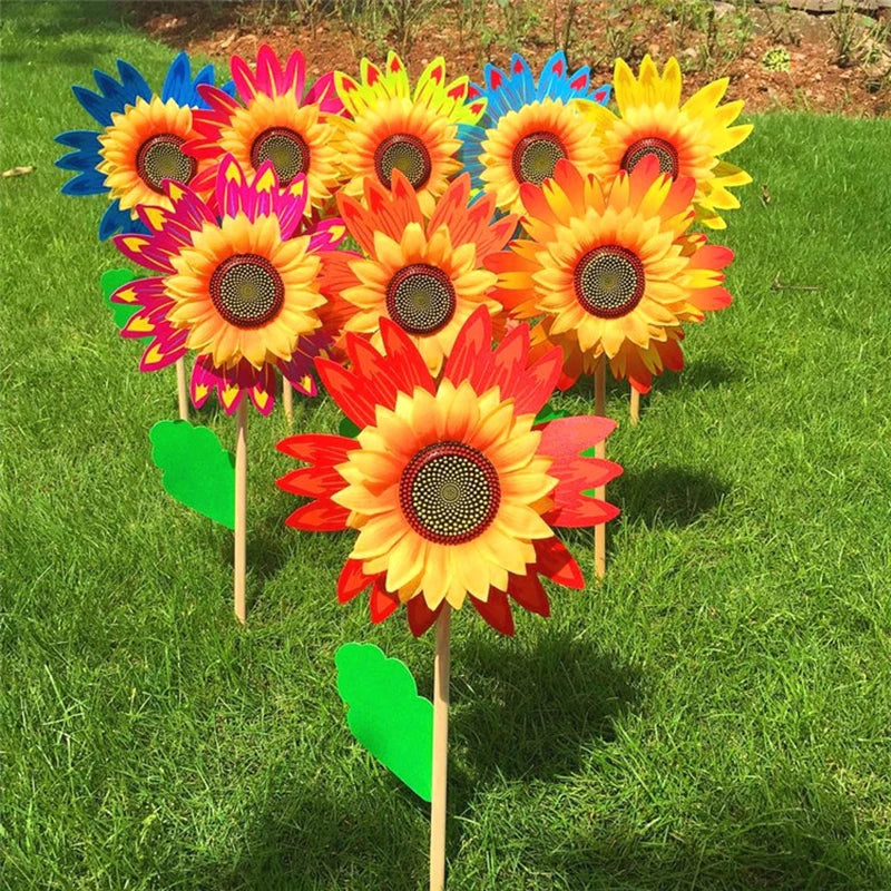 fleur artificielle jaune rouge verte bleu rayonnante moderne décoration extérieure tige bois feuille verteextérieur