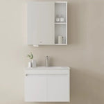 meuble salle bain moderne gris clair étagère distributeur papier toilette accessoires salle bain miroir