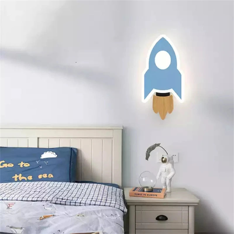 lampe murale moderne applique étoile lune fusée bleu noir adhésive led chambre enfant salle