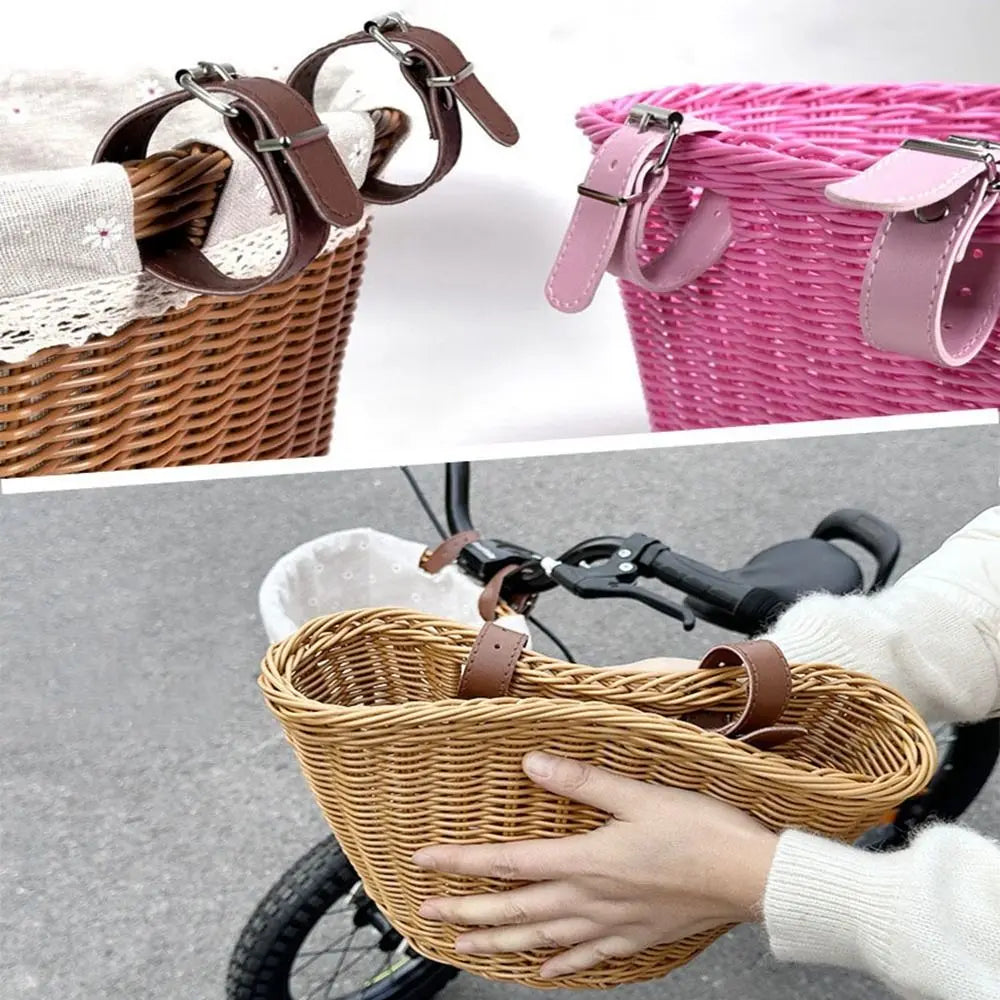 panier vélo clips marron bleu clair rose violet gris tissé dentelle moderne traditionnel