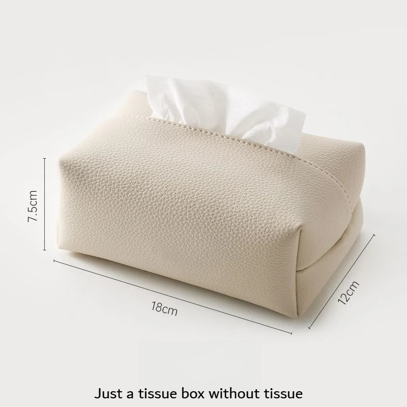 boîte mouchoirs cuir beige moderne minimaliste rangement salon cuisine adhésif mouchoirs blancs