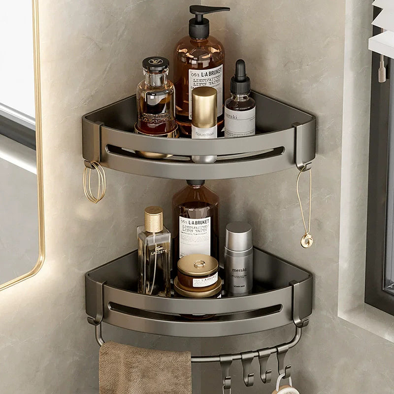 étagère salle bain gris moderne adhésif alliage aluminium poli unique niveau rangement góc