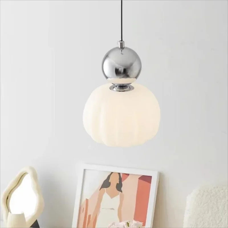 lampe suspendue moderne pendentif chrome blanc led minimaliste chambre salle manger