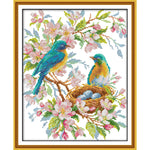 broderie point croix oiseau bleu fleurs artisanal coton print canvas unprint canvas instructions motifs