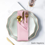 serviettes table satin rose moderne élégantes 12 pièces polyester usage maison restaurant decoration festive