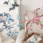 décoration intérieure branche artificielle papillons bleu violet branches naturelles maison mariage anniversaire