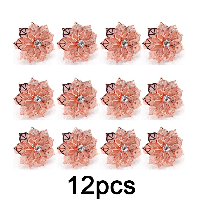 anneaux serviette fleur stylisée doré rose doré argenté élégants décoratifs ajustables table événement