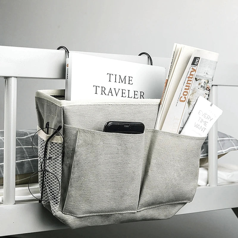 sac rangement gris toile épaisse multifonction crochet métallique opacité chambre