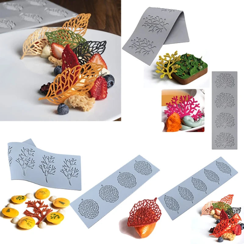 moules gâteaux silicone feuilles coraux modernes pliables respectueux environnement gris clair