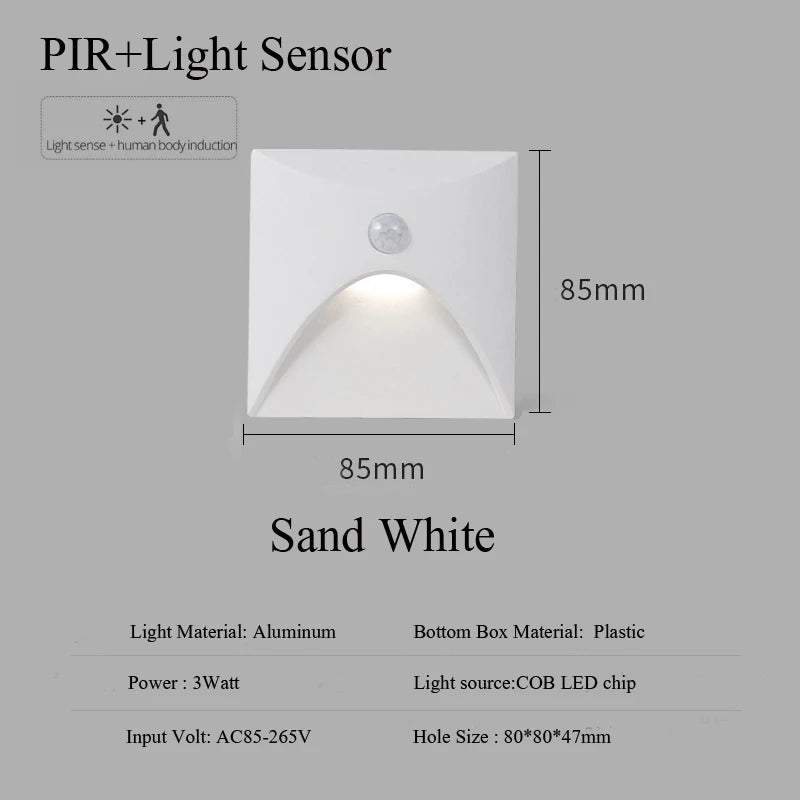applique murale led 3w blanc chaud moderne capteur mouvement pire résistant 110v 220v