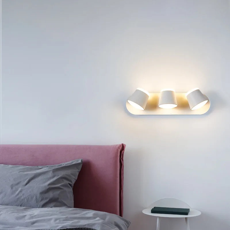 Lampes murales modernes LED 8W 16W 24W blanc noir minimaliste fixées mur