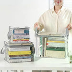 boîtes rangement disques compacts gris clair moderne pratique poignées détachables organisation domestique sans poussière