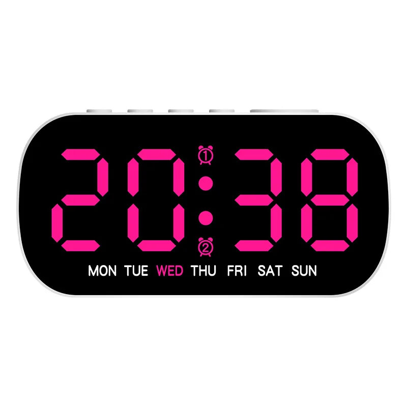 horloge numérique led moderne blanc affichage calendrier alarme