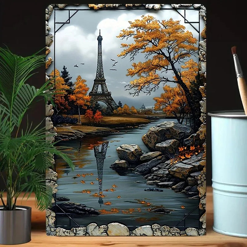 plaque murale aluminium paysage nature décor maison jardin extérieur réaliste
