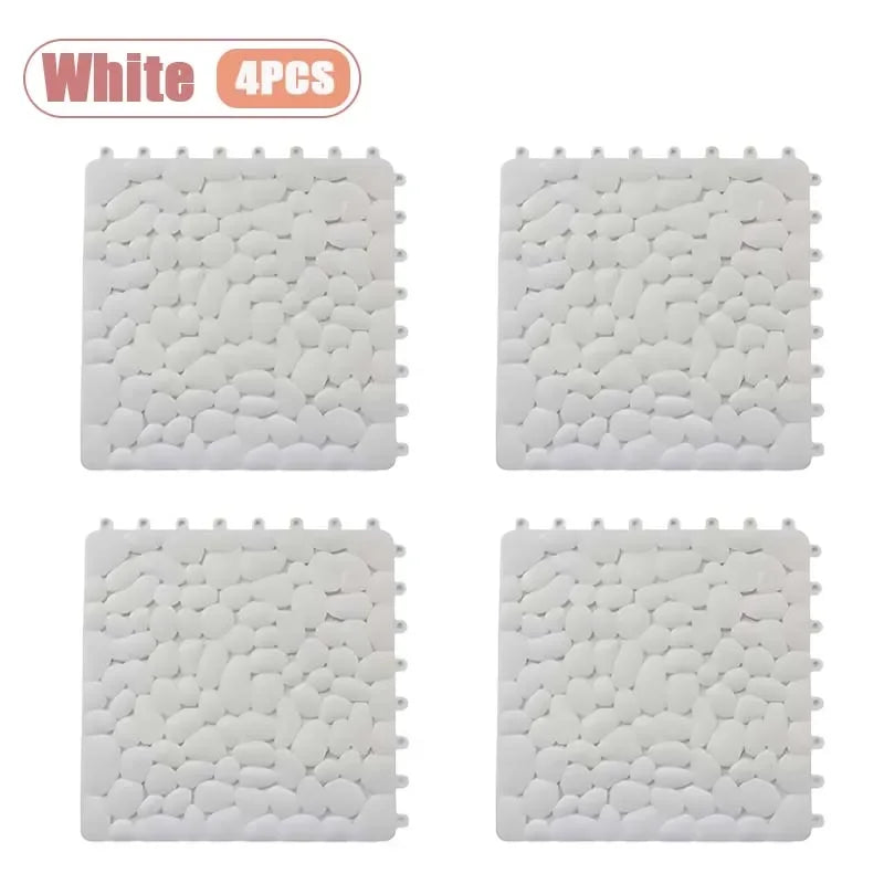 tapis sol antidérapant cailloux gris blanc moderne 30cm 30cm clips geometrique