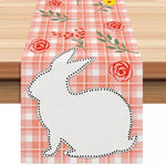 table pâques rectangle polyester fleurs lapins œufs happy easter beige blanc festive pastorale
