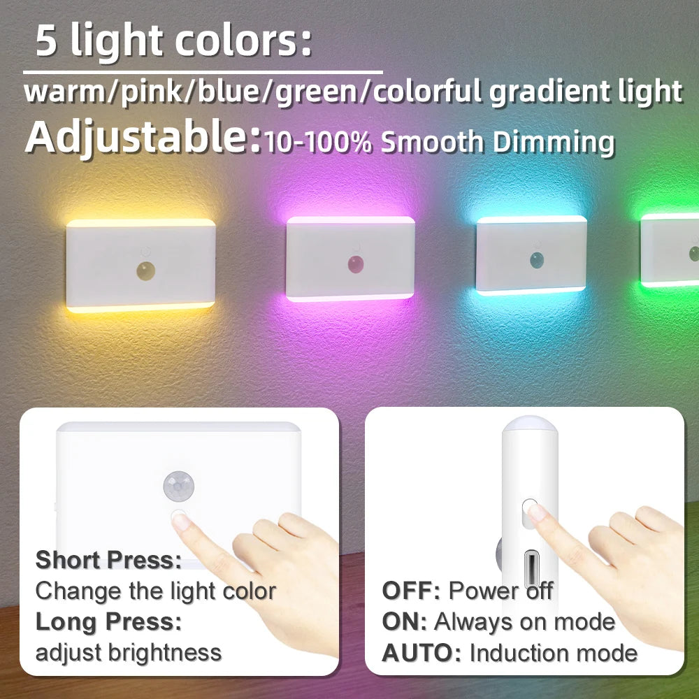 lampe murale led rechargeable usb détecteur mouvement blanc moderne minimaliste aimantée tactile