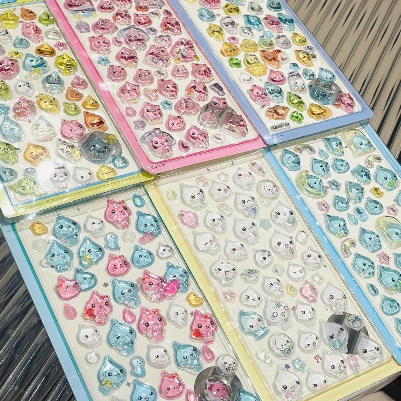 autocollants 3d animaux dessins animés chat lapin panda fruits scrapbooking coque téléphone mignon