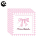 vaisselle jetable rose anniversaire filles assiettes gobelets serviettes nappe motif ruban fête enfant