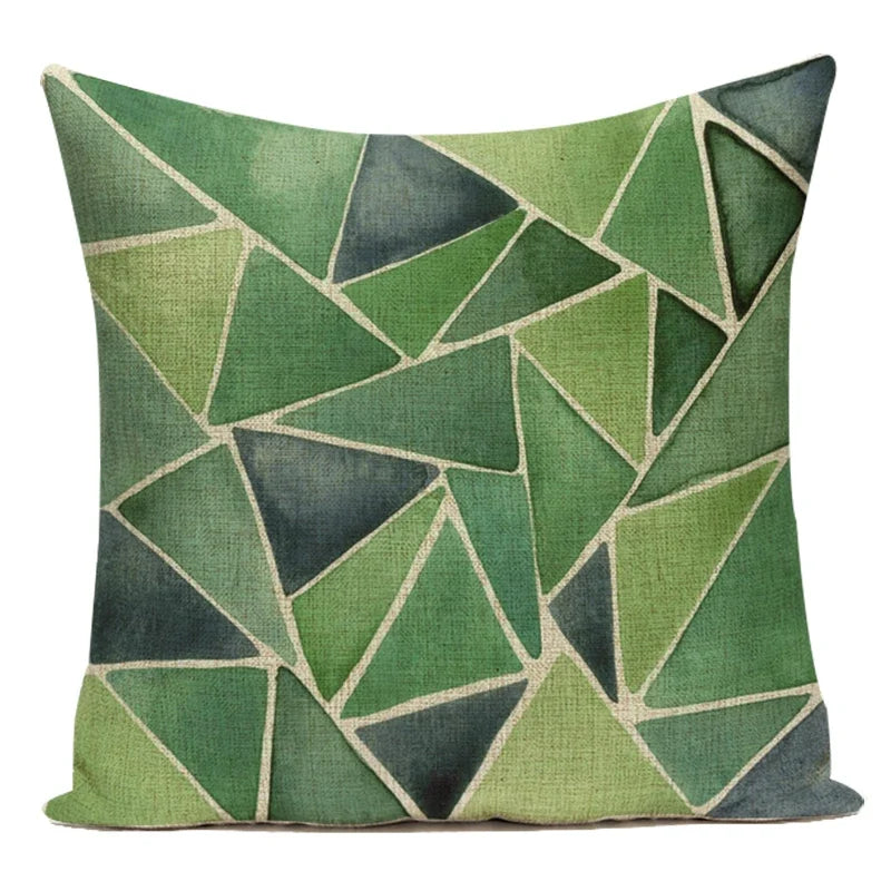 coussins carrés modernes motifs géométriques feuilles vertes tropicales couverture polyester coton