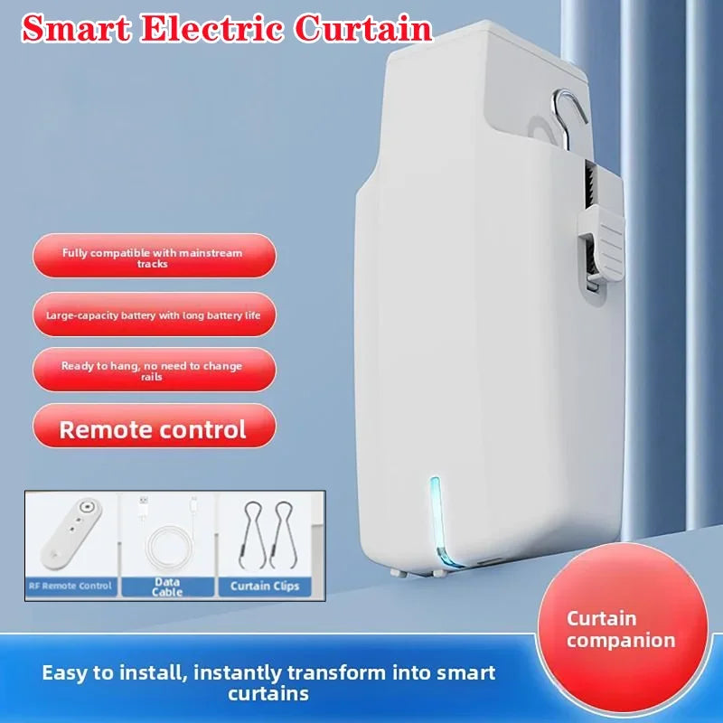 rideau robotique intelligent blanc moderne télécommande clips rideau câble données automatique