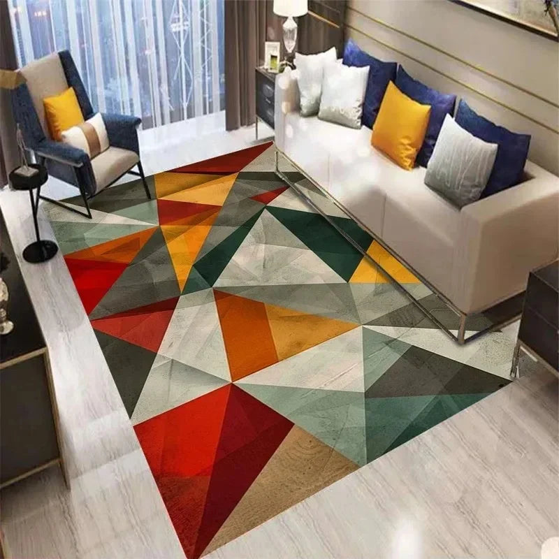 tapis moderne géométrique beige noir gris imperméable antidérapant 40x60cm salon