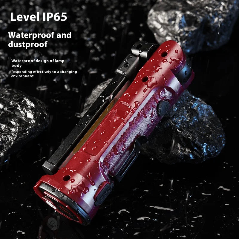 lampe travail pliable rechargeable usb aimant magnétique éclairage led rouge noir industrialiséeurgencecampinggaragehome
