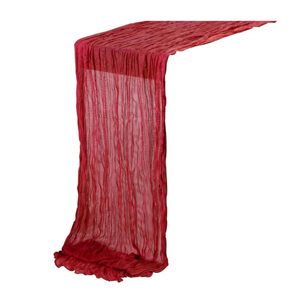 nappe runner texturée plissée semi transparente rouge foncé violet beige blanc cassé événementiel mariage