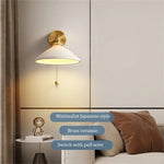 lampe murale moderne or blanc rayures minimaliste japonais interrupteur tirer ampoule led vis fixations