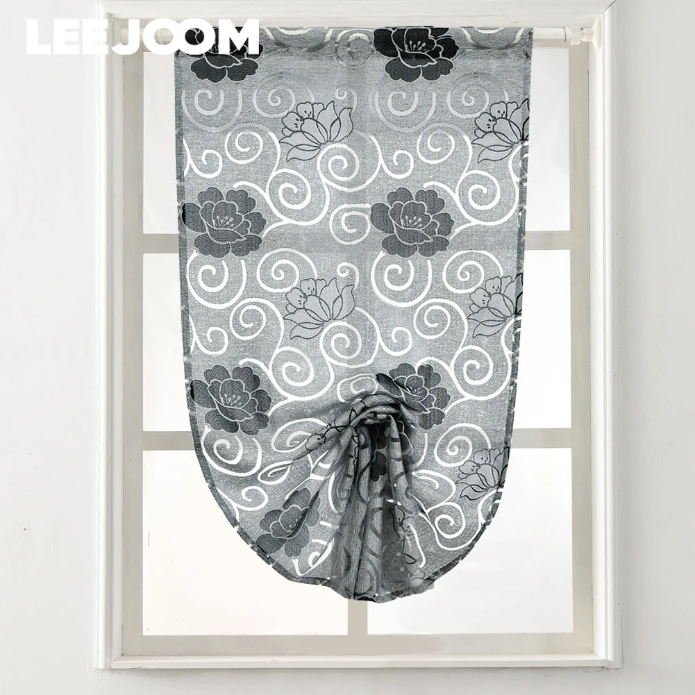 rideau moderne fleur gris rose blanc transparent 100 polyester chambre salon