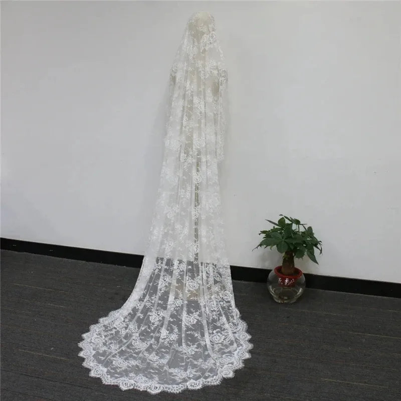 voile mariée blanc broderie florale classique dentelle polyester monocouche femme opacité