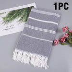 serviette plage rayée rose clair coton absorbant rapide sèche moderne minimaliste tassel