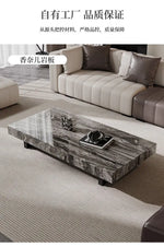 table basse moderne marbre blanc noir tiroir plateau amovible acier inoxydable minimaliste salon maison